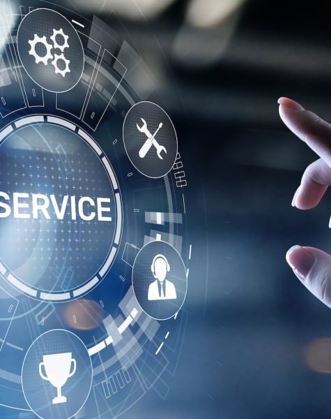 Service support customer help call center Business technology button on virtual screen